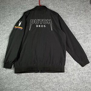 Dutch Bros Bomber Jacket Adult Large Black Embroidered Windmill Logo Limited